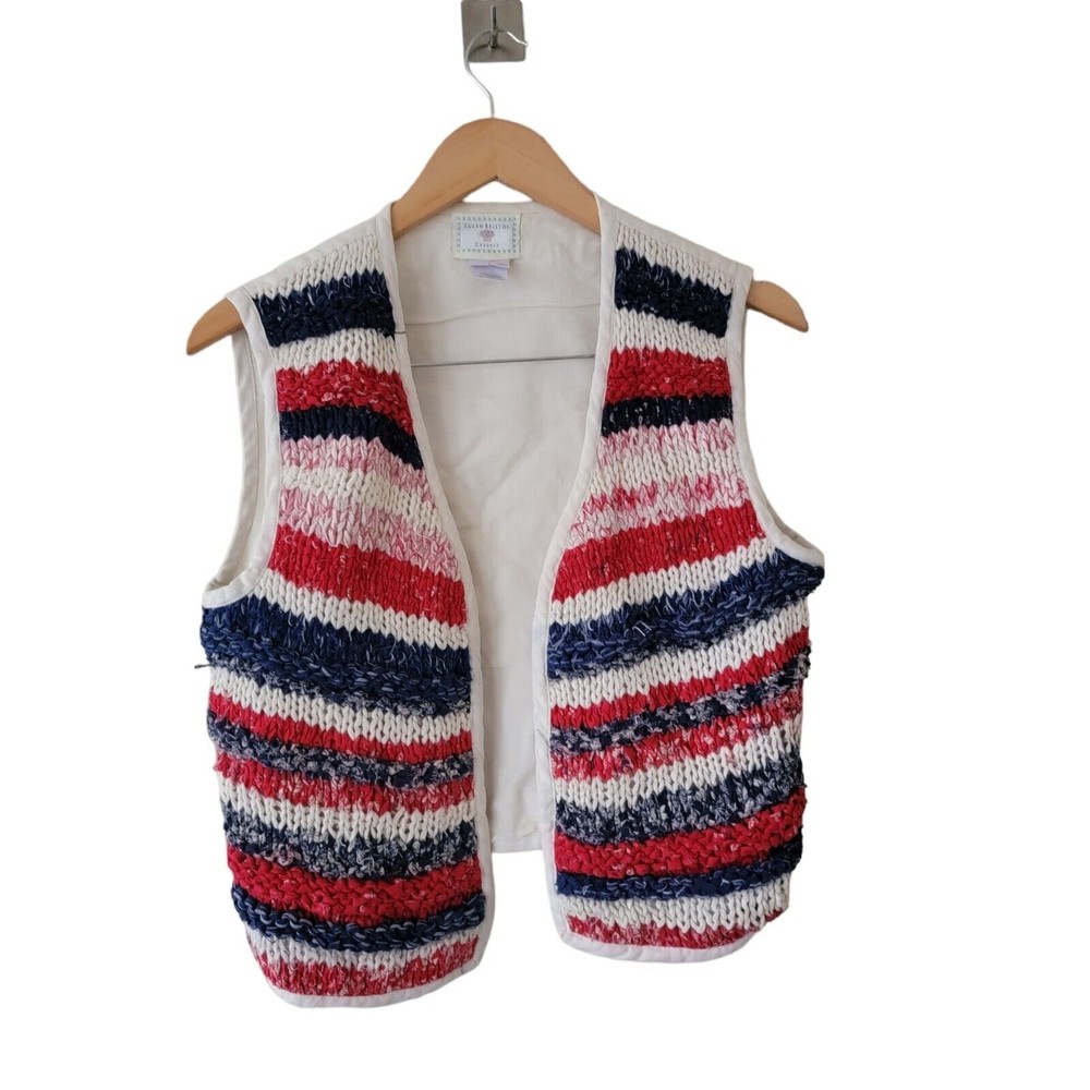 Vintage Susan Bristol Casuals Vest Patriotic Red White Blue 4th July